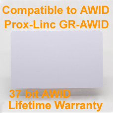 Printable Proximity Card 37bit AWID format compatible with AWID Prox-Linc GR-AWID 37bit